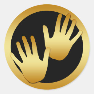 PEGATINA REDONDA GOLDEN HANDS
