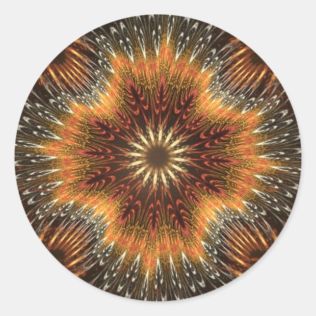 Pegatina Redonda Golden Harvest Fractal ID719 (Anverso)