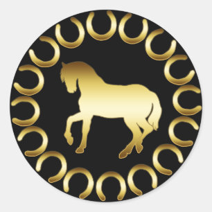 PEGATINA REDONDA GOLDEN HORSE