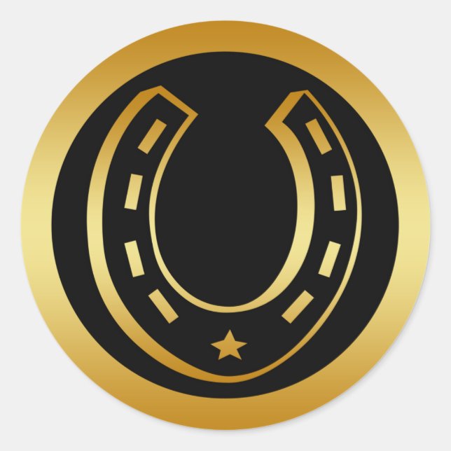 PEGATINA REDONDA GOLDEN HORSESHOE (Anverso)