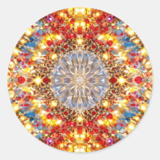 Pegatina Redonda Golden Kaleidoscope Mandala – Sparkling Sticker
