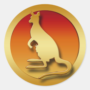PEGATINA REDONDA GOLDEN KANGAROO