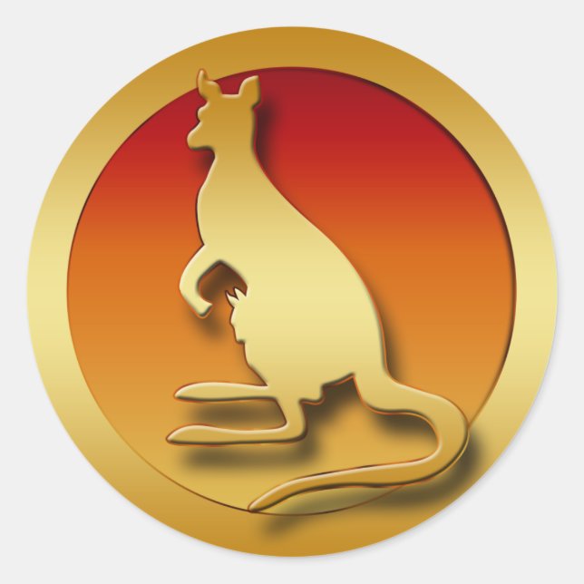 PEGATINA REDONDA GOLDEN KANGAROO (Anverso)