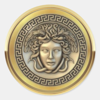 Pegatina Redonda Golden Medusa