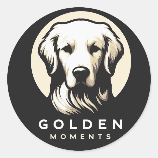 Pegatina Redonda Golden Moments Sleek Minimalism Golden Retriever (Anverso)