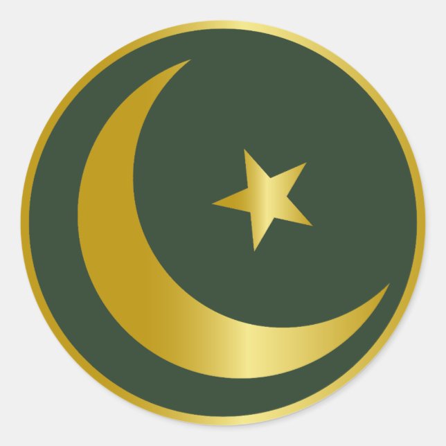 Pegatina Redonda Golden Moon & Star Design (Anverso)