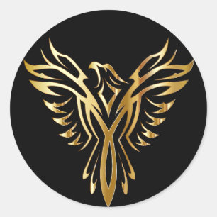 Pegatina Redonda Golden Phoenix