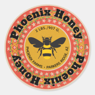 Pegatina Redonda Golden Phoenix Honey Jar