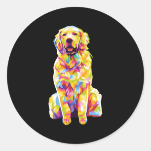 Pegatina Redonda Golden Retriever