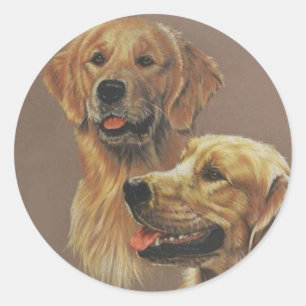 Pegatina Redonda Golden Retriever