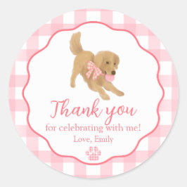Pegatina Redonda Golden Retriever Birthday Party Favor Goodie Bag