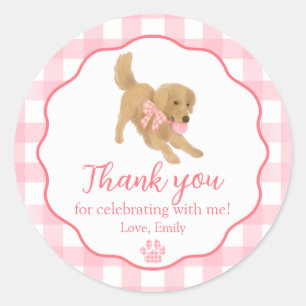 Pegatina Redonda Golden Retriever Birthday Party Favor Goodie Bag