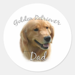 Pegatina Redonda Golden Retriever Dad 2
