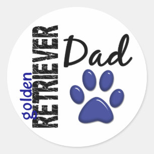 Pegatina Redonda Golden Retriever Dad 2