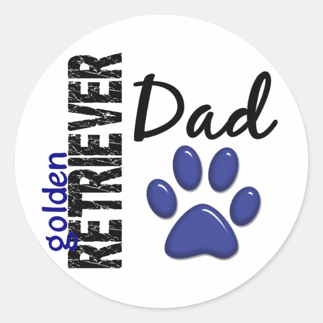 Pegatina Redonda Golden Retriever Dad 2 (Anverso)