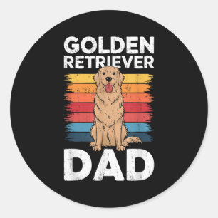 Pegatina Redonda Golden Retriever Dad Shirys Men Daddy Dog Lover