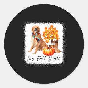 Pegatina Redonda Golden Retriever Es Fall Y'All Pumpkins Hallowee