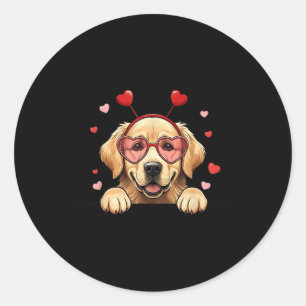 Pegatina Redonda Golden Retriever Hearband Valentine Women M
