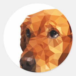Pegatina Redonda Golden Retriever Low Poly Art