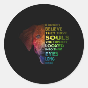 Pegatina Redonda Golden Retriever miró sus ojos lo suficiente