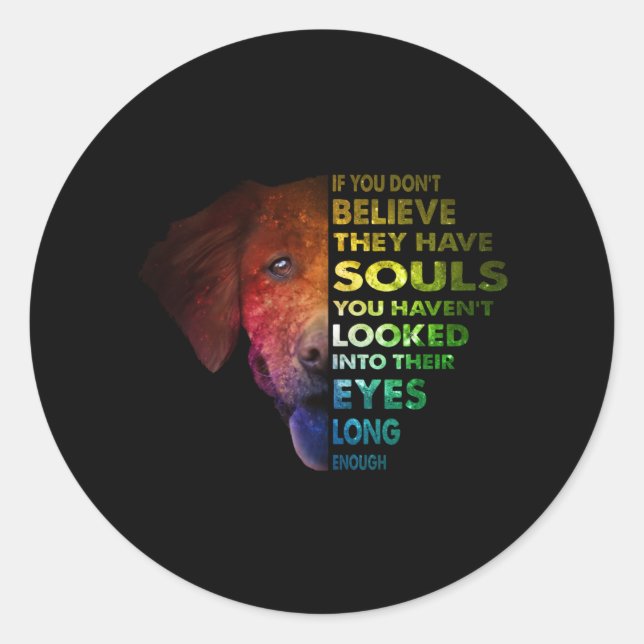 Pegatina Redonda Golden Retriever miró sus ojos lo suficiente (Anverso)