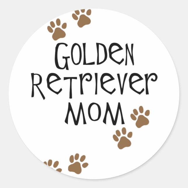 Pegatina Redonda Golden Retriever Mom (Anverso)