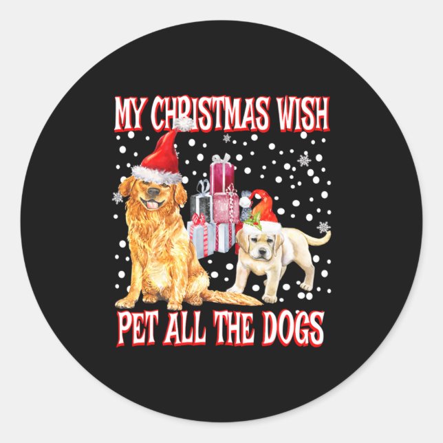 Pegatina Redonda Golden Retriever My Christmas Wish Pet All The D  (Anverso)