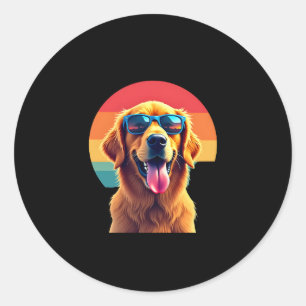 Pegatina Redonda Golden Retriever para niños Chicas gafas de sol Pe