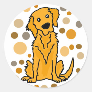 Pegatina Redonda Golden retriever y arte lindos del modelo del