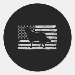 Pegatina Redonda Golden Retrivers Dog Usa Flag 4 De Julio