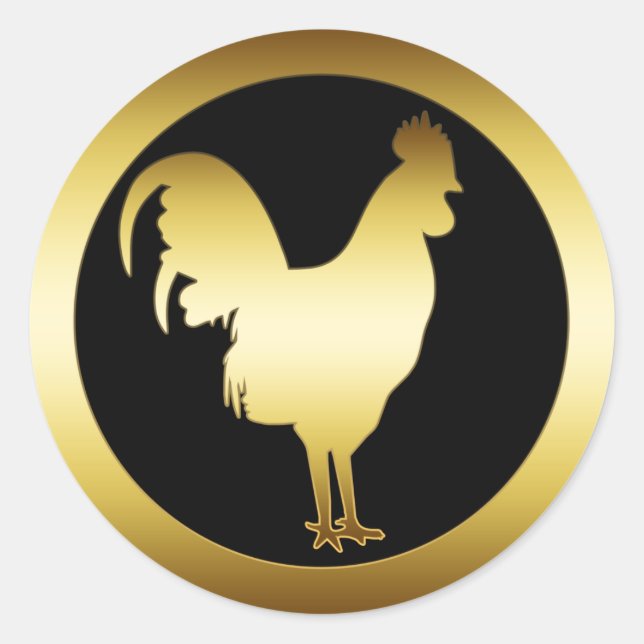 PEGATINA REDONDA GOLDEN ROOSTER (Anverso)