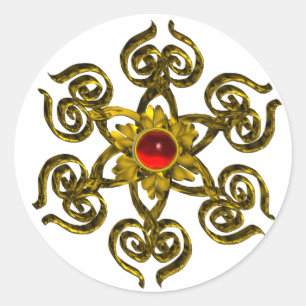 PEGATINA REDONDA GOLDEN ROSA RUBY
