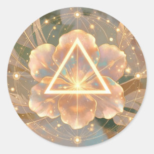 Pegatina Redonda Golden Rose Delta 7   Sticker de Geometría Sagrada