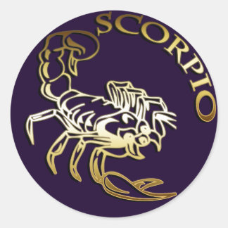 PEGATINA REDONDA GOLDEN SCORPIO