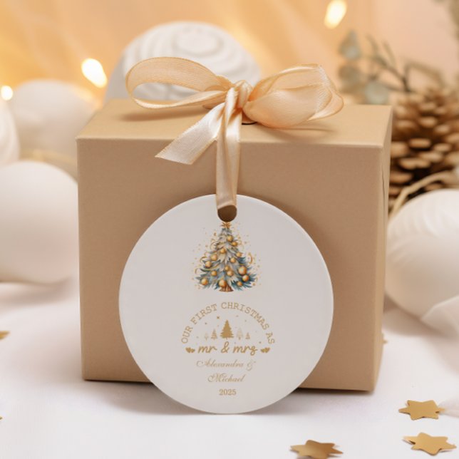 Pegatina Redonda Golden Sparkle Christmas Tree Glow (Subido por el creador)