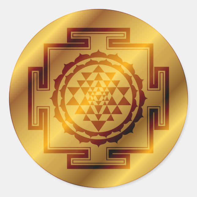 Pegatina Redonda Golden Sri Yantra (Anverso)