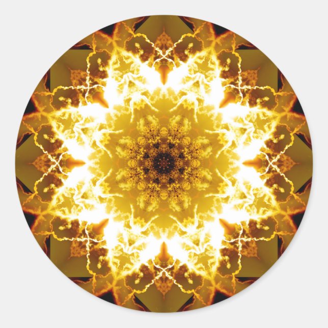 Pegatina Redonda Golden Sun Mandala (Anverso)