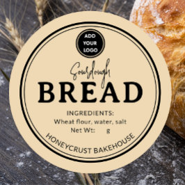 Pegatina Redonda Golden Tan Bakery Sourdough Bread Label Sticker