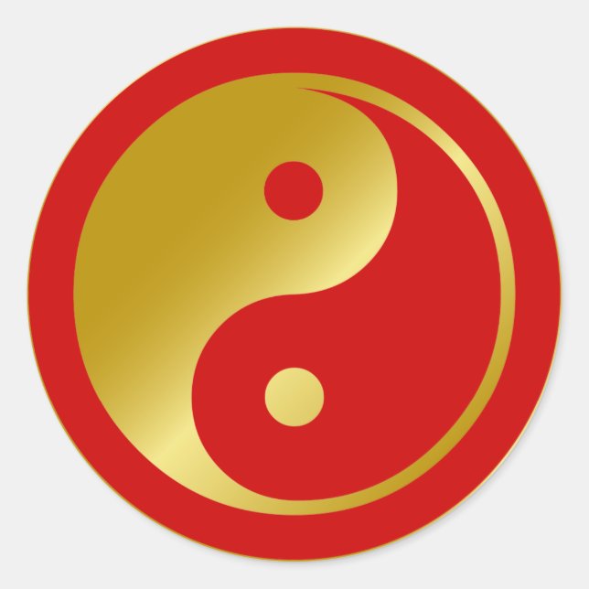 Pegatina Redonda Golden Yin Yang (Anverso)