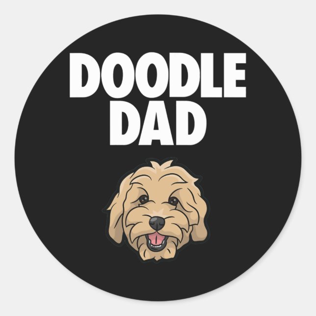Pegatina Redonda Goldendoodle Dad Doodle Dad Golden Doodle (Anverso)