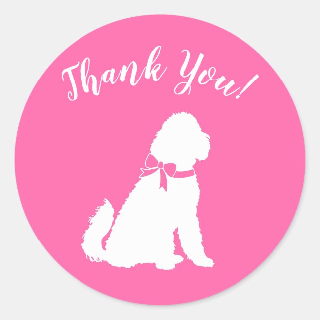 Pegatina Redonda Goldendoodle Dog Chica rosa Baby Shower (Anverso)