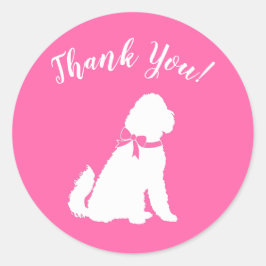 Pegatina Redonda Goldendoodle Dog Chica rosa Baby Shower