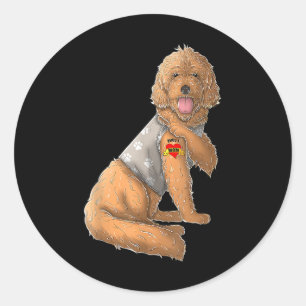 Pegatina Redonda Goldendoodle I Love Mom Tattoo Dog Funny Madres D
