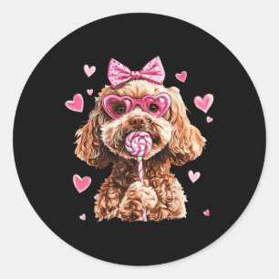 Pegatina Redonda Goldendoodle Love Heart on Golden Doodle Lover