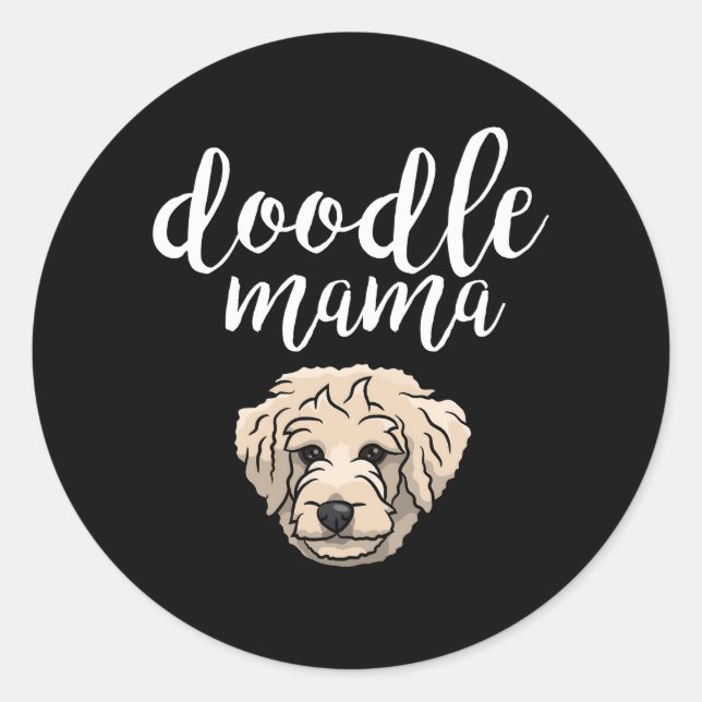 Pegatina Redonda Goldendoodle Mama Doodle Mom (Anverso)