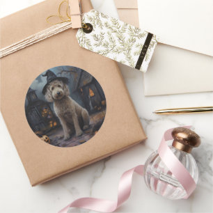 Pegatina Redonda Goldendoodle Pumpkins Halloween Scary