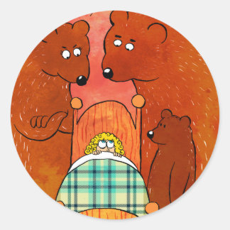 Pegatina Redonda Goldilocks and the Three Bears