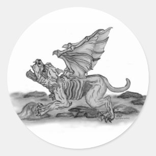 Pegatina Redonda Golem Gargoyle