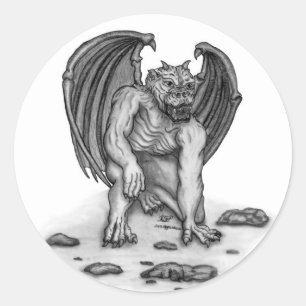 Pegatina Redonda Golem Gargoyle