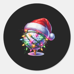 Pegatina Redonda Golf Ball Santa Hat Hombres Mujeres Navidades Golf
